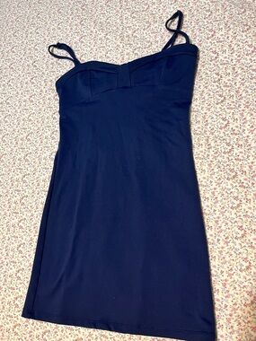 Free People Navy Spaghetti Strap bodycon mini Dress. Small